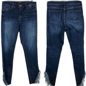 NWT DEAR JOHN “Gisele” High Waisted Skinny Jeans With Frayed Asymmetrical Hems